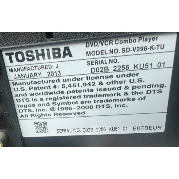 Vintage Toshiba SD-V296-K-TU Progressive Scan DVD VCRCombinationRemote tested - Picture 4 of 6